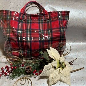 Plaid Red Tote Bag perfect for you, as a gift, or I use as a gift bag!